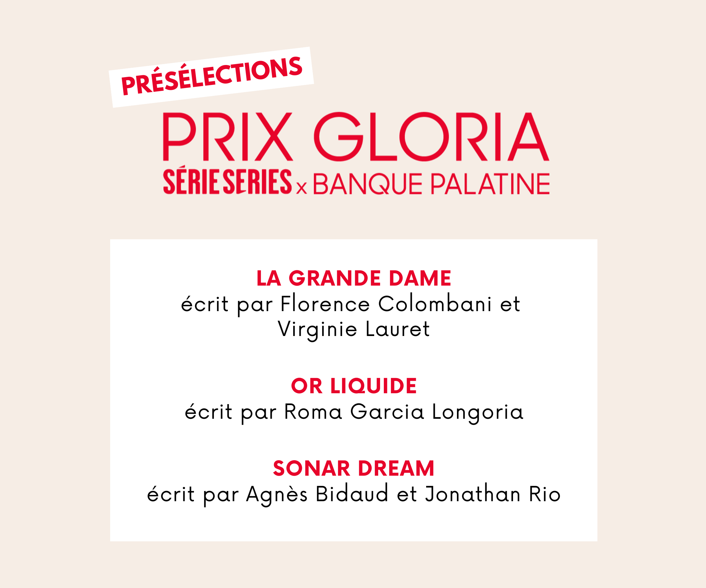 Les projets de nos talents présélectionnés pour le Prix Gloria 2024 !